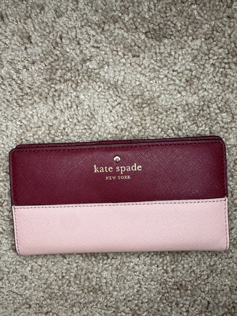 kate spade Two-Tone Burgundy and Light Pink Continental Wallet